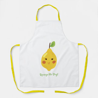 Squeeze the Day Punny Lemon Emoji Apron