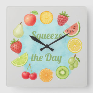 Squeeze the Day – Watercolor Fruit Clock