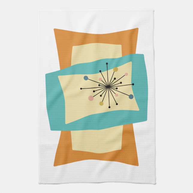 Squeezed Rectangle Mid Century Modern Retro Tea Towel (Vertical)