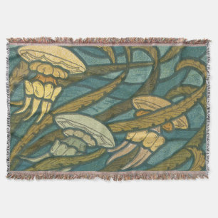 Squid Aqua and Yellow Pattern Throw Blanket