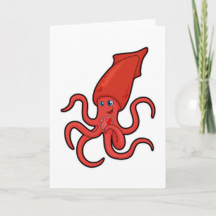 Squid at Poker with Poker cards