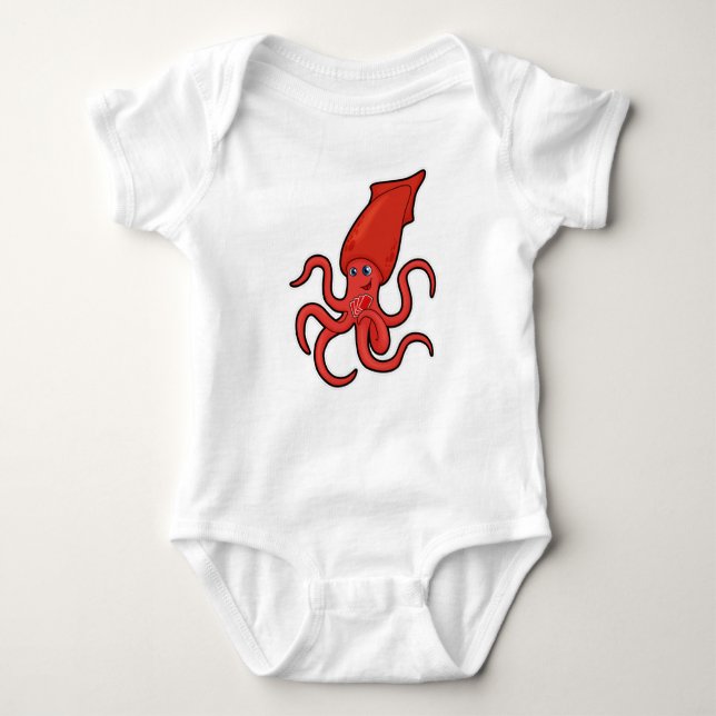 Squid at Poker with Poker cards Baby Bodysuit (Front)