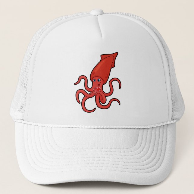 Squid at Poker with Poker cards Trucker Hat (Front)