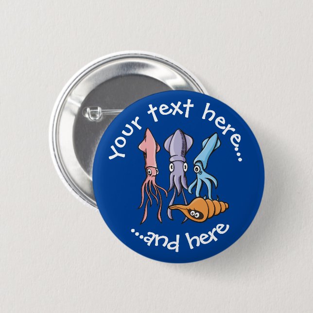 Squid Cartoons 6 Cm Round Badge (Front & Back)