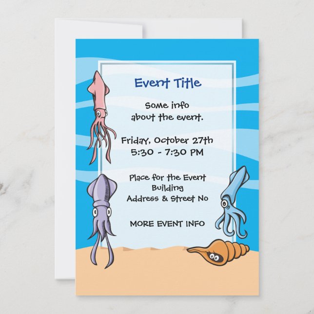 Squid Cartoons Invitation (Back)