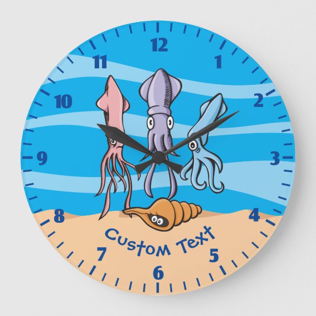 Squid Cartoons Large Clock (Front)