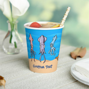 Squid Cartoons Paper Cups