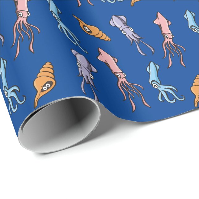 Squid Cartoons Pattern Wrapping Paper (Roll Corner)