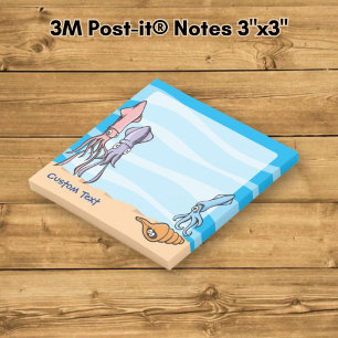 Squid Cartoons Three cute squid cartoons and a tri Post-it Notes