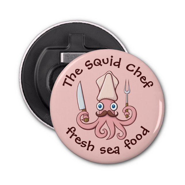 Squid Chef Cartoon Bottle Opener (Front)