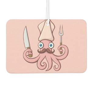 Squid Chef Cartoon Car Air Freshener