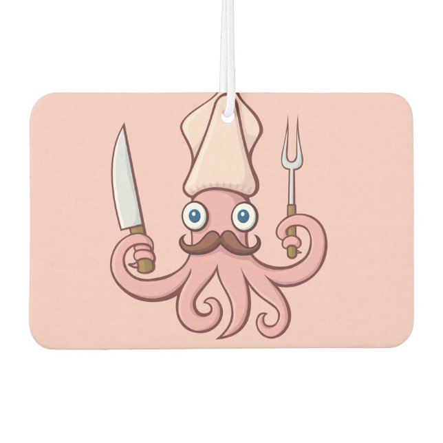 Squid Chef Cartoon Car Air Freshener (Front)
