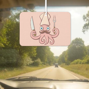 Squid Chef Cartoon Car Air Freshener