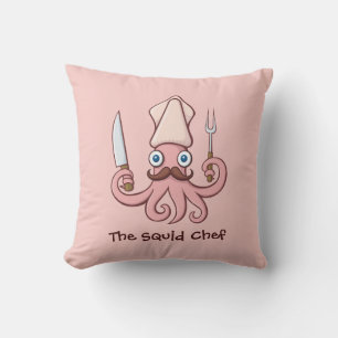 Squid Chef Cartoon Cushion