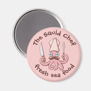 Squid Chef Cartoon Magnet