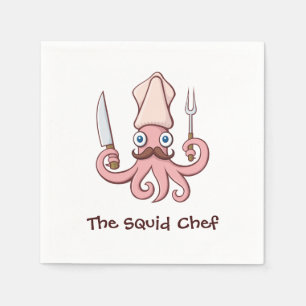 Squid Chef Cartoon Napkin