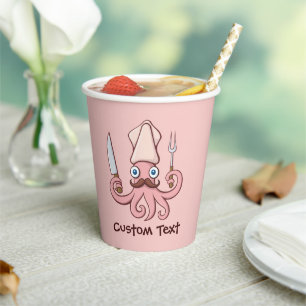 Squid Chef Cartoon Paper Cups