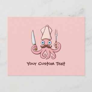 Squid Chef Cartoon Postcard