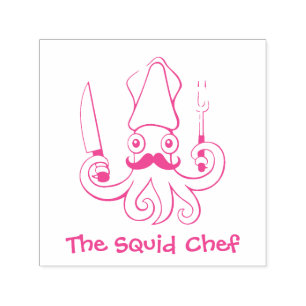 Squid Chef Cartoon Self-inking Stamp
