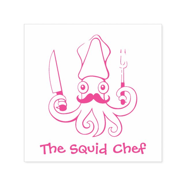 Squid Chef Cartoon Self-inking Stamp (Design)