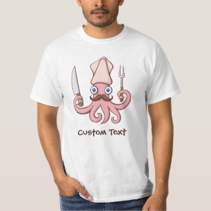 Squid Chef Cartoon T-Shirt
