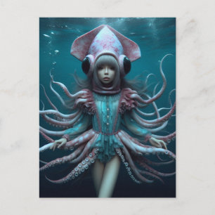 Squid Fashions AI Generated Art Postcard