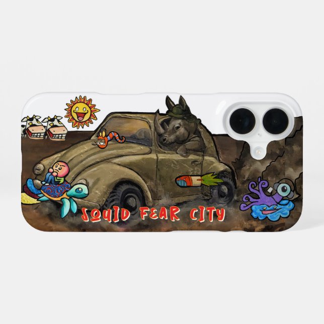 Squid Fear City RHINO EDITION  iPhone 16 Case (Back Horizontal)