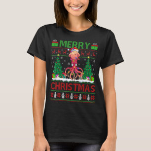 Squid Fish Xmas Tree Ugly Santa Squid Christmas T-Shirt