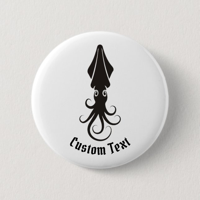 Squid Icon Black 6 Cm Round Badge (Front)