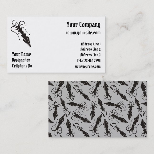 Squid Icon Black Horizontal Business Card (Front/Back)