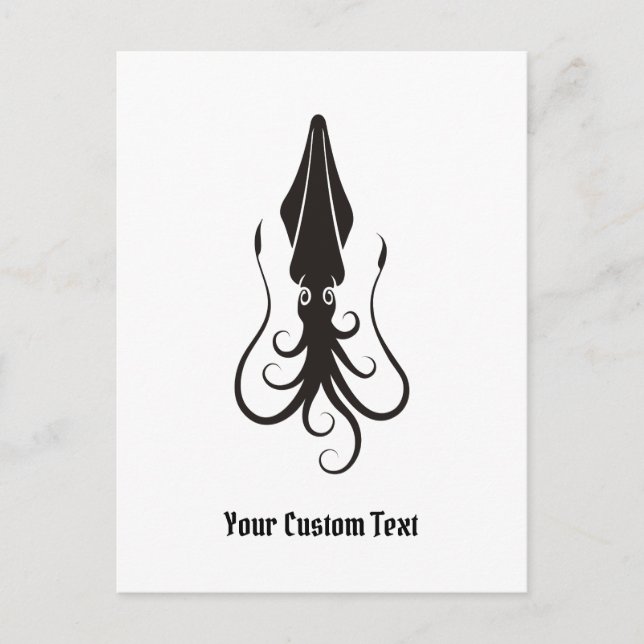 Squid Icon Black Postcard (Front)