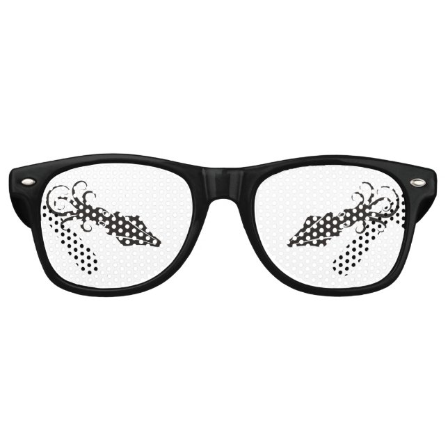 Squid Icon Black Retro Sunglasses (Front)