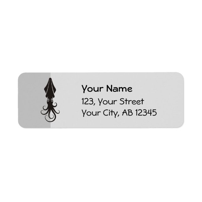 Squid icon black return address label (Front)