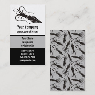 Squid Icon Black Vertical Business Card
