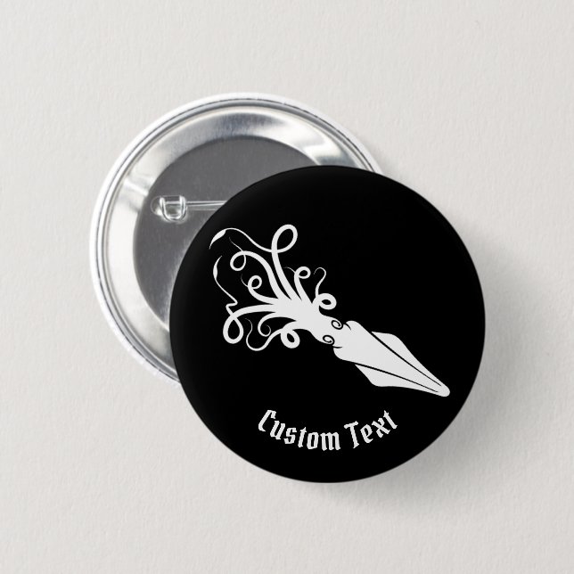 Squid Icon White 6 Cm Round Badge (Front & Back)