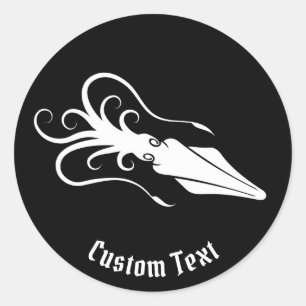 Squid Icon White Classic Round Sticker