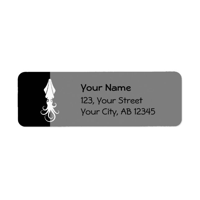 Squid Icon White Return Address Label (Front)