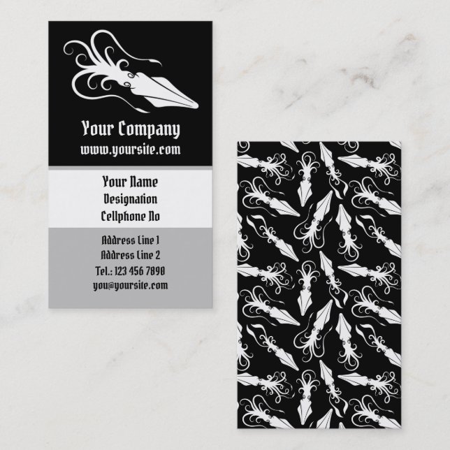 Squid Icon White Vertical Business Card (Front/Back)