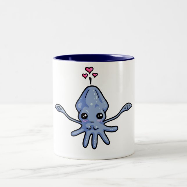 Squid Love (in a mug) Two-Tone Coffee Mug (Center)