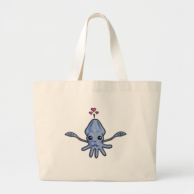 Squid Love Large Tote Bag (Front)