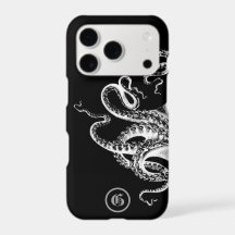Squid on Black with Monogram