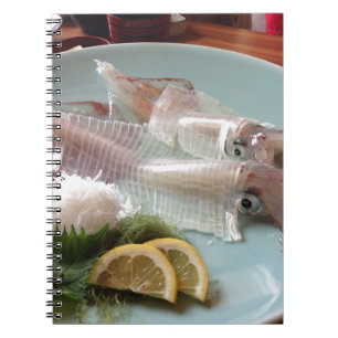 Squid Sashimi Japanese Meal Serving Lunch Dinner Notebook