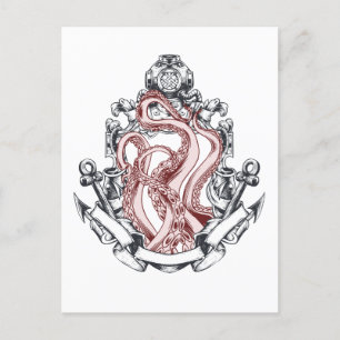 Squid Tentacles Out Of Mirror Lovecraftian Horror Postcard