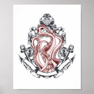 Squid Tentacles Out Of Mirror Lovecraftian Horror Poster