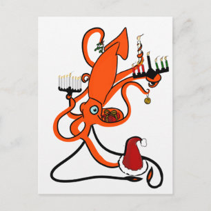 Squid Winter Holiday Postcard