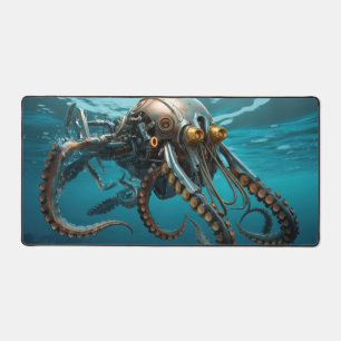 Squid with steampunk armour desk mat