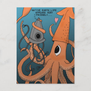 Squid X Alien Robot Postcard