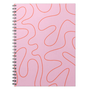 Squiggle Abstract Pattern Pink and Orange Notebook