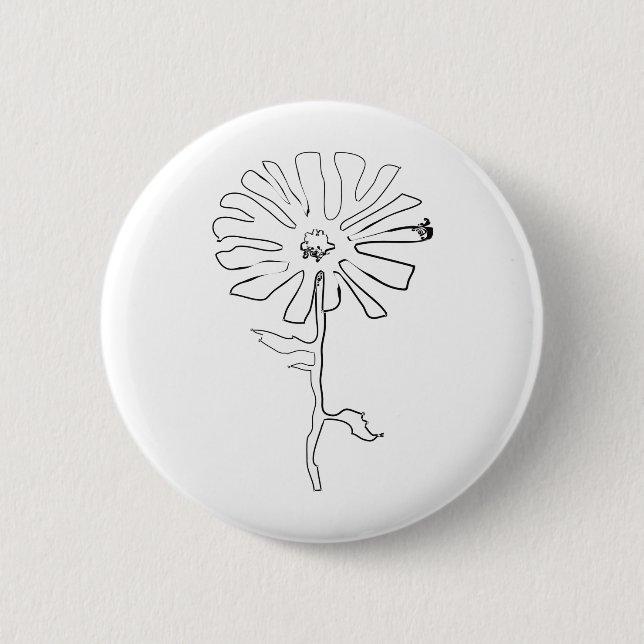 squiggle flower 6 cm round badge (Front)