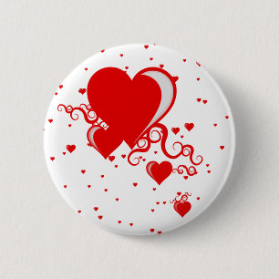 squiggle hearts 6 cm round badge